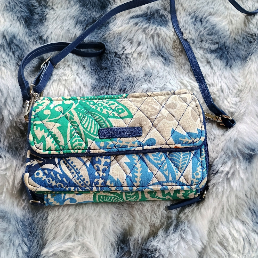 Retired RFID Vera Bradley "Santiago" crossbody wallet, all-in-one crossbody bag